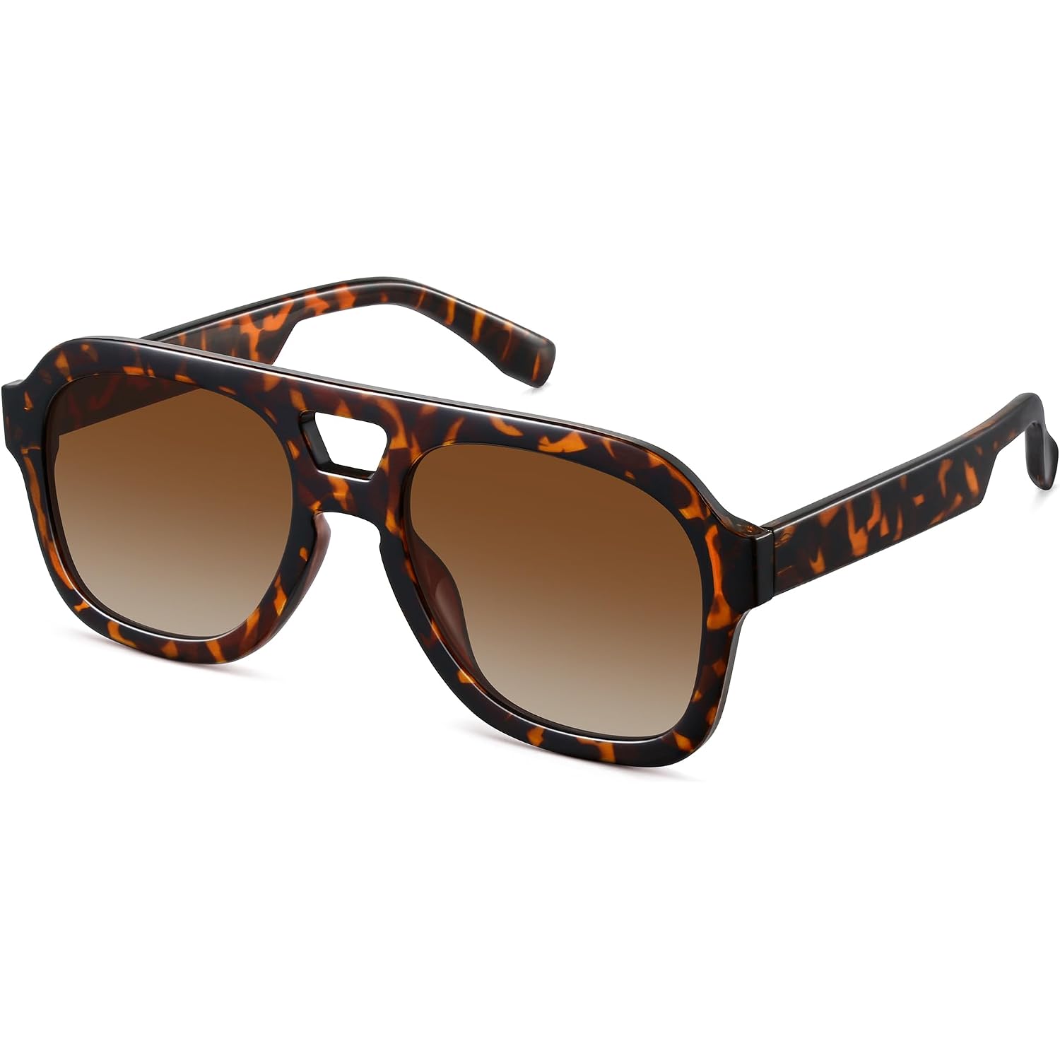 Oversized Flat Top Sunglasses For Women Men, Retro 70S Chunky Aviator Style With Double Bridge, Trendy Square Shades