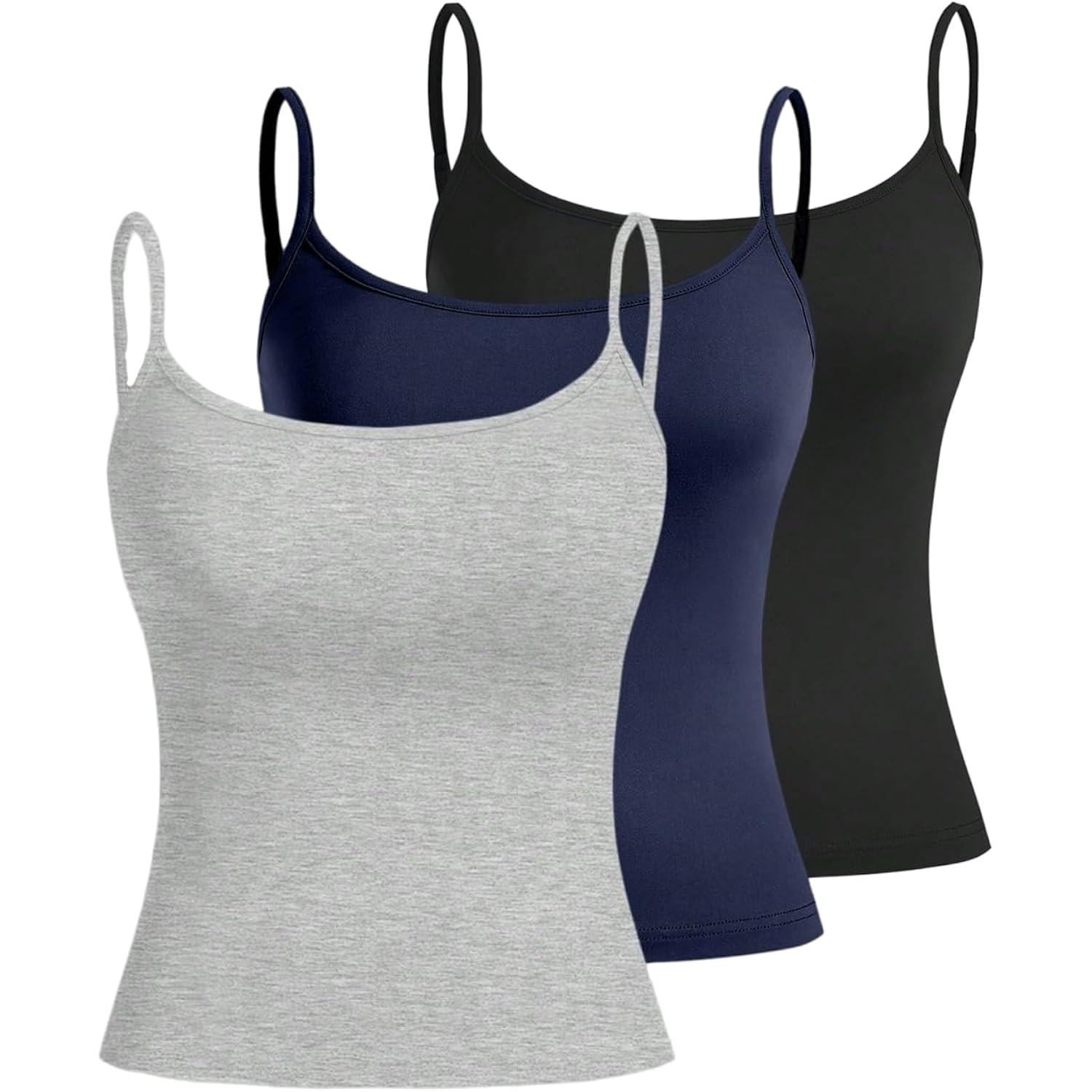 SOLY HUX Women's Sleeveless Crop Camisole 3 Packs Spaghetti Strap Tank Tops Slim Fit Cami Shirts