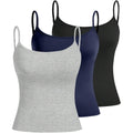 SOLY HUX Women's Sleeveless Crop Camisole 3 Packs Spaghetti Strap Tank Tops Slim Fit Cami Shirts