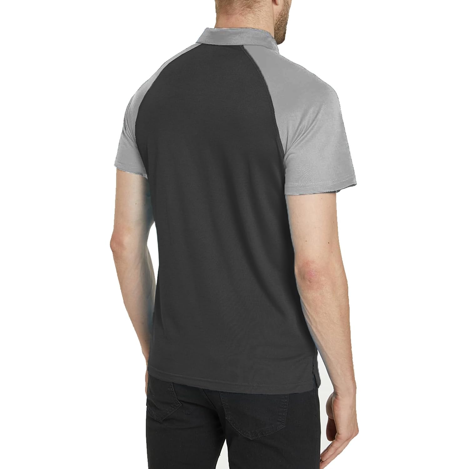 Men'S Polo Shirt Short Sleeve Quick Dry American Flag Print Graphic Split Color Golf Shirt For Sport