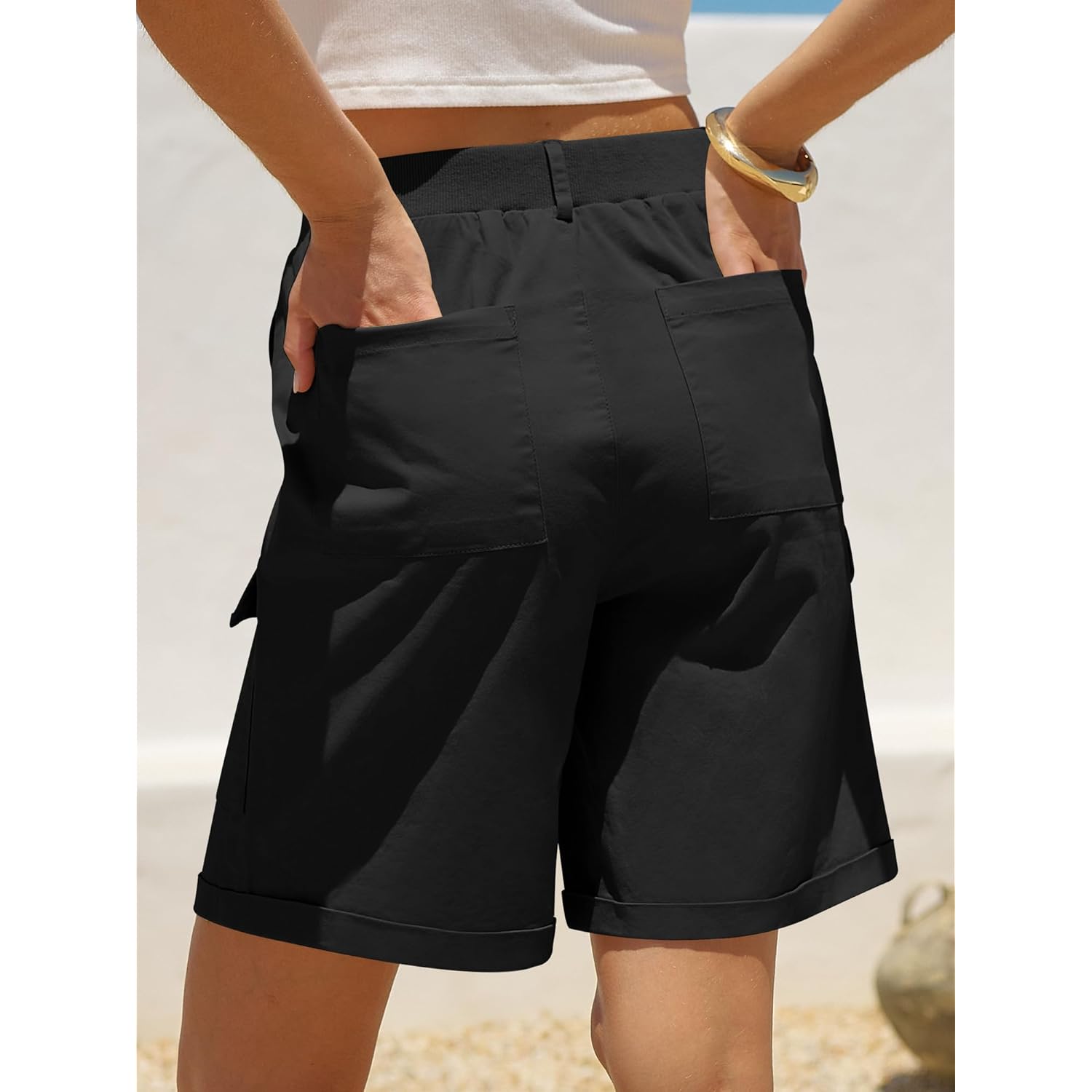Bermuda Shorts for Women Cargo 2026 Summer Casual High Waisted Shorts Outdoor Beach Vacation Clothes with 6 Pockets
