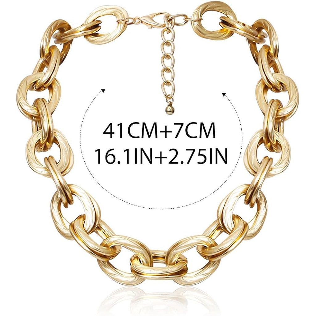 ACEDRE Chunky Choker Necklace Gold Cuban Link Chain Double O Link Necklaces Punk Hip-hop Jewelry for Women