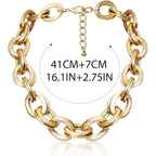 ACEDRE Chunky Choker Necklace Gold Cuban Link Chain Double O Link Necklaces Punk Hip-hop Jewelry for Women