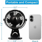 Gazeled Clip On Fan Battery Operated, 360° Rotation, With 8 Free Aa Batteries, Quiet Usb Or Battery Operated Fan, 5'' Portable Battery Powered Clip On Fans For Camping, Stroller, Bedroom, Outdoor