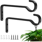Saffruff Heavy Duty Plant Hooks For Wall: 6-Inch 2 Pack Plant Hangers Outdoor, Hold 35Lb, Bird Feeder Hanger For Outside, Iron Planter Brackets For Hanging Baskets, Wind Chime, Lantern, Metal - Black