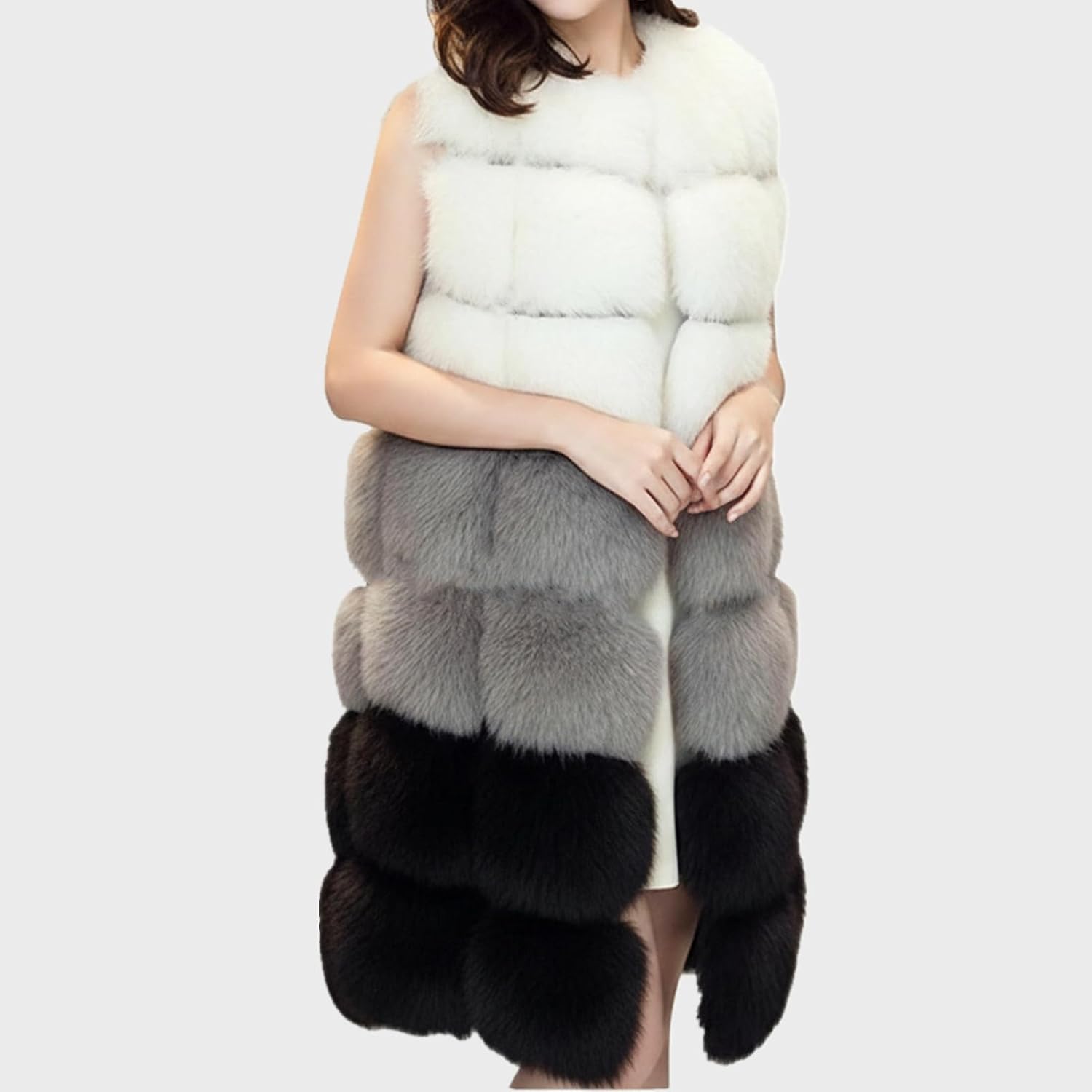 Lisa Colly Women Sleeveless Faux Fur Vest Winter Waistcoat | Women Faux Fur Long Vest, Sleeveless Waistcoat, Winter Faux Fur Coat, Fluffy Jacket