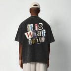 Men'S Graphic Tees Funny Letter Print Vintage Oversize T Shirts Acid Wash Shirt Streetwear Rapper Casual Tee Top