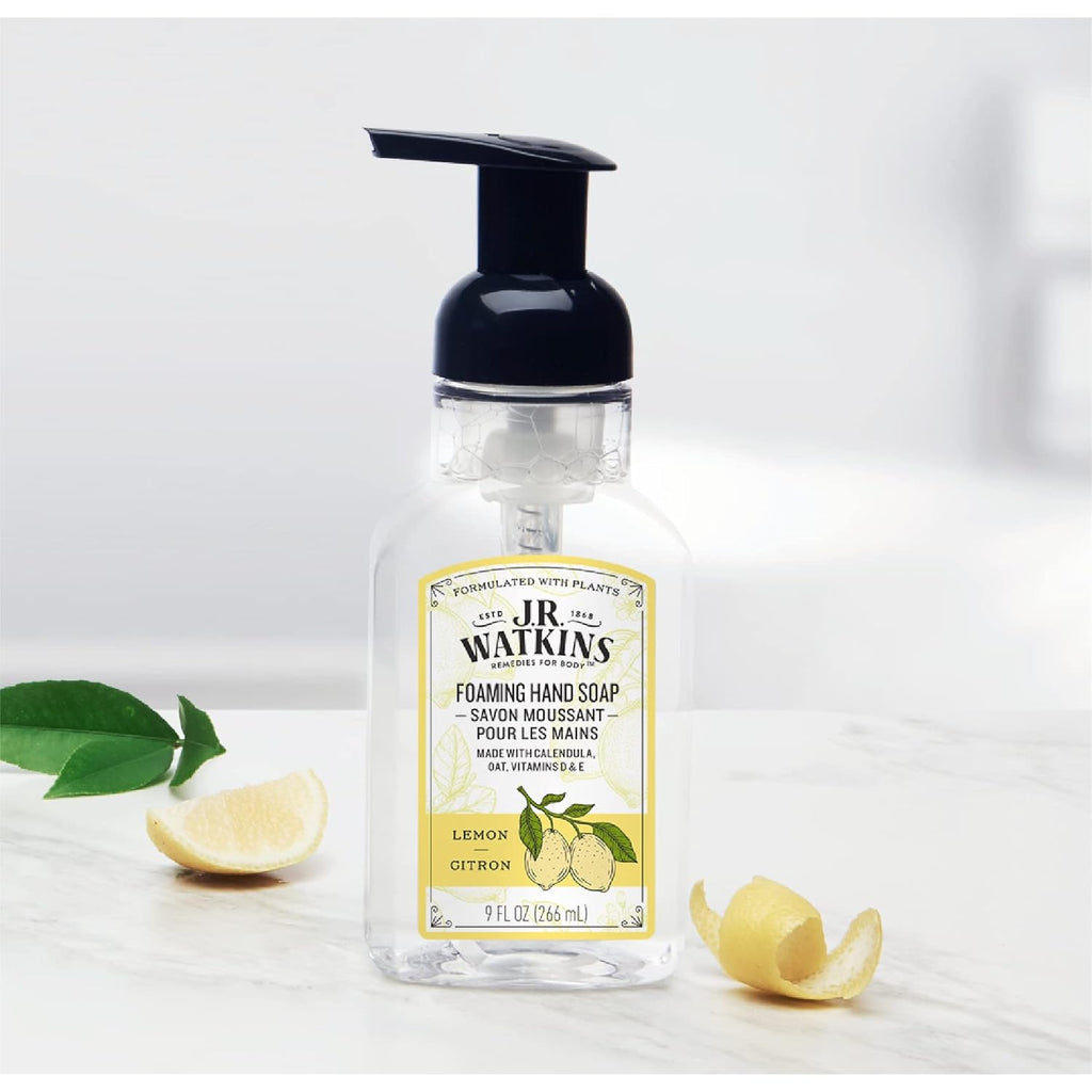 J.R. Watkins Foaming Hand Soap with Pump Dispenser, Moisturizing Foam Hand Wash, Alcohol-Free, Cruelty-Free, Citron, 9 fl oz, 3 Pack