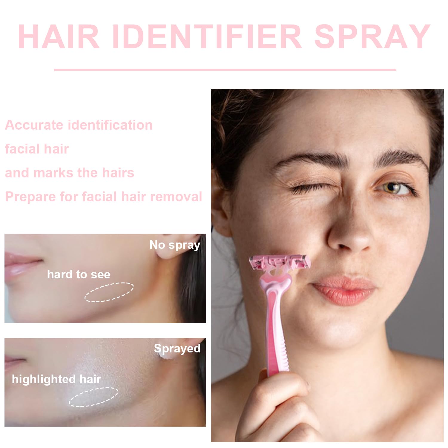 Hair Identifier Spray for Face Shaving,Moisturizing and Skin Care Dermaplaner Spray, Glow Reveal Face Spray for Face Dermaplaning, Peach Fuzz Remover for Women Face (1pc)
