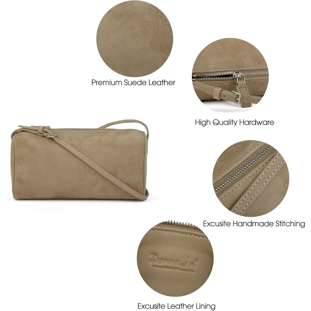 DONNAIN Premium Suede Leather Crossbody Purses for Women, Small Shoulder Bag with Adjustable Strap and Crossbody Hobo Bag