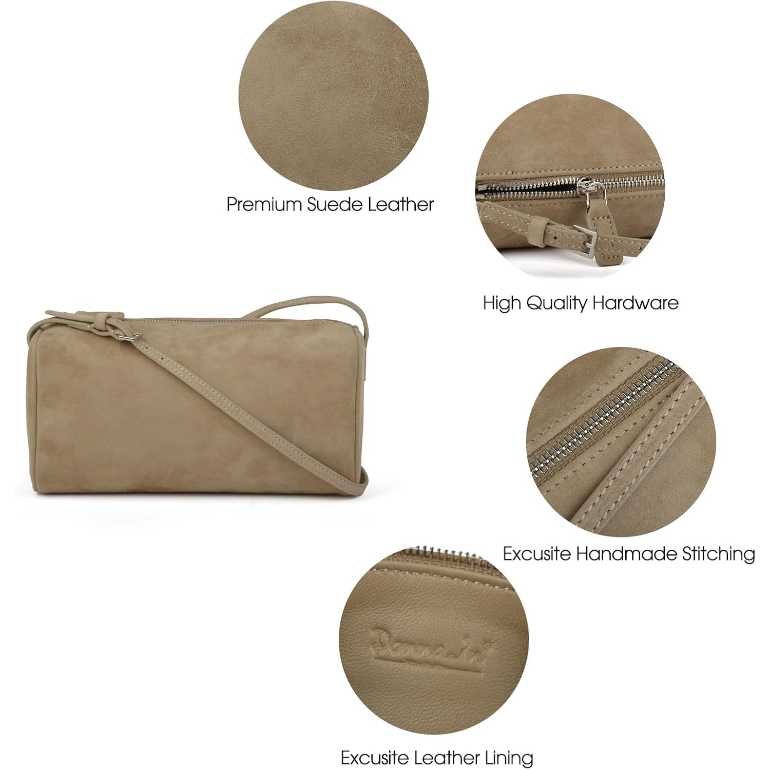 DONNAIN Premium Suede Leather Crossbody Purses for Women, Small Shoulder Bag with Adjustable Strap and Crossbody Hobo Bag