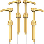 Coffee Syrup Pump Dispenser, 4 Packs of Syrup Pump for 750ml/25.4 oz Syrup Bottle, Gold Pumps for Coffee Syrup Bottle, works with Torani, DaVinci, Jordans Skinny 750ml Syrups Bottles (Gold)