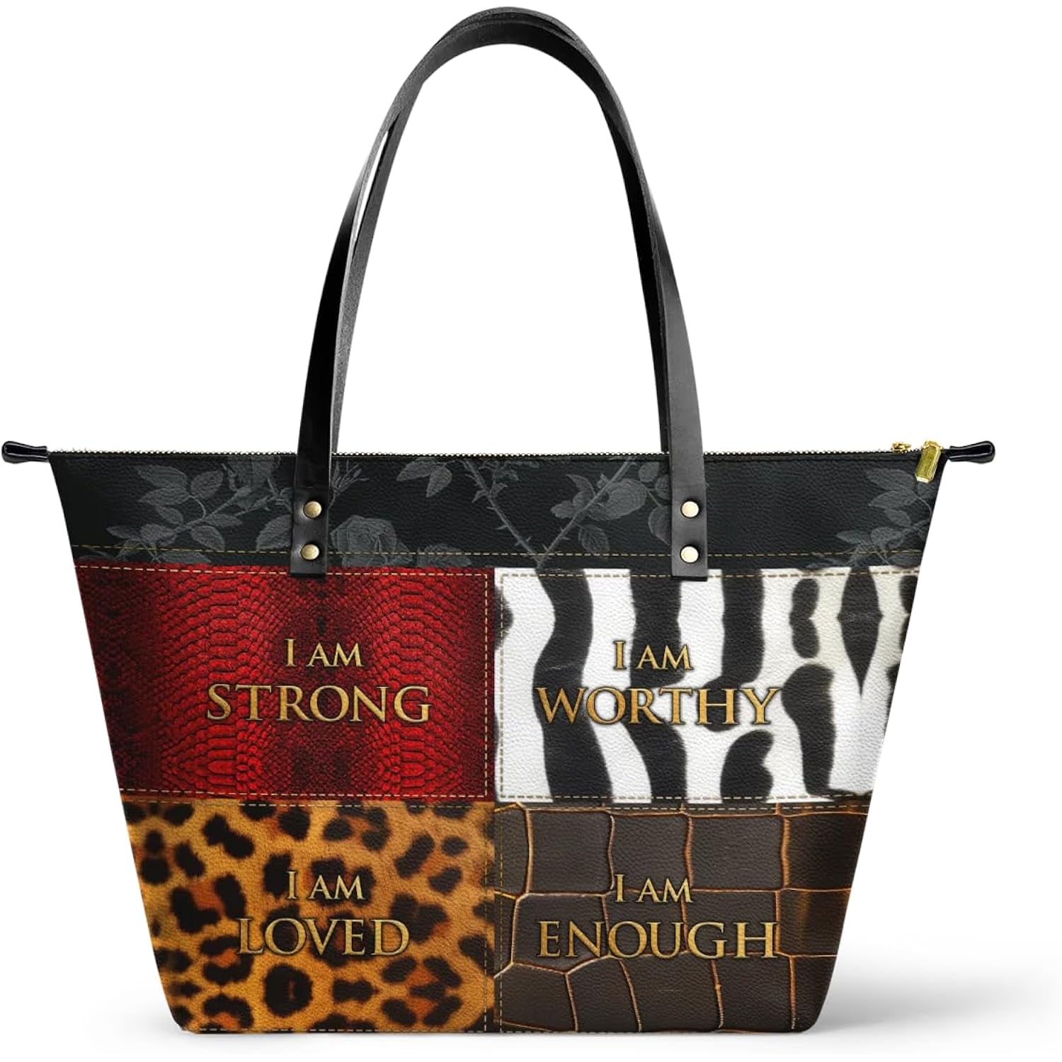Afroyla Afrocentric Art Totebag for Black Women – Premium Leather, Work & Everyday Bag, Ideal Gift for Her on Mother's Day