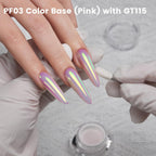 Yokefellow GleamTap Cushion Aurora Chrome Nail Powder -Mermaid Aurora Effect,Nail Art Glitter Decoration for Home DIY Salon Manicure (GT115 Ethereal/Pink Lilac with Gold Sheen)