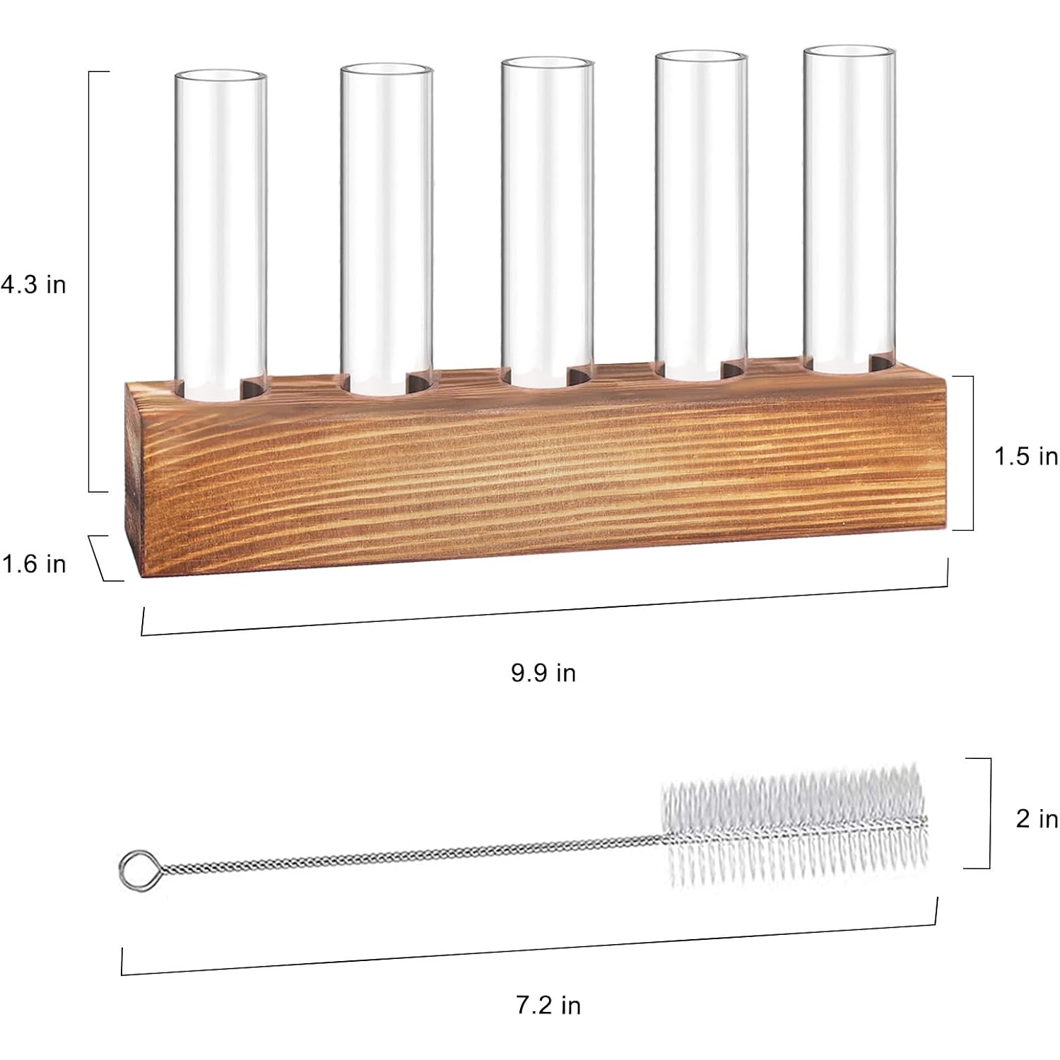 Plant Propagation Station, Plant Terrarium With Wooden Stand | Plants Pots For Hydroponics, Small Birthday Gardening Gifts For Women Mom Plants Lovers Unique - 5 Glass Test Tubes Vases