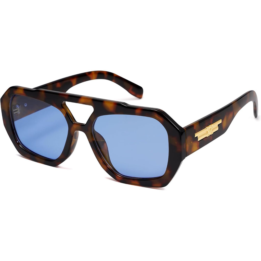 Sojos Trendy Aviator Sunglasses For Womens Mens Polarized,Hexagonal Square Double Bridge Designer Inspired Sun Glasses Sj2288