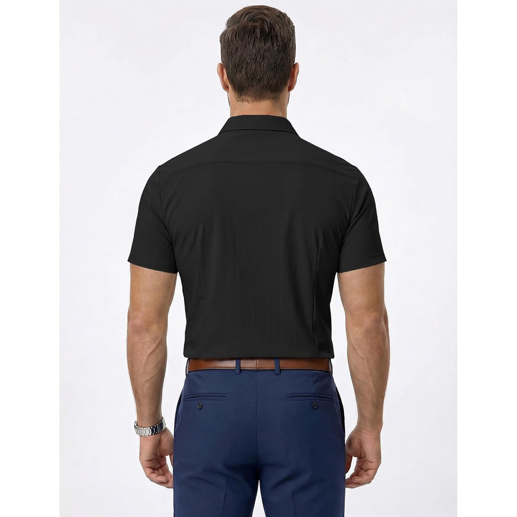 Jmierr Men'S Muscle Fit High Stretch Wrinkle-Free Button Down Dress Shirts Summer Casual Short Sleeve Shirt
