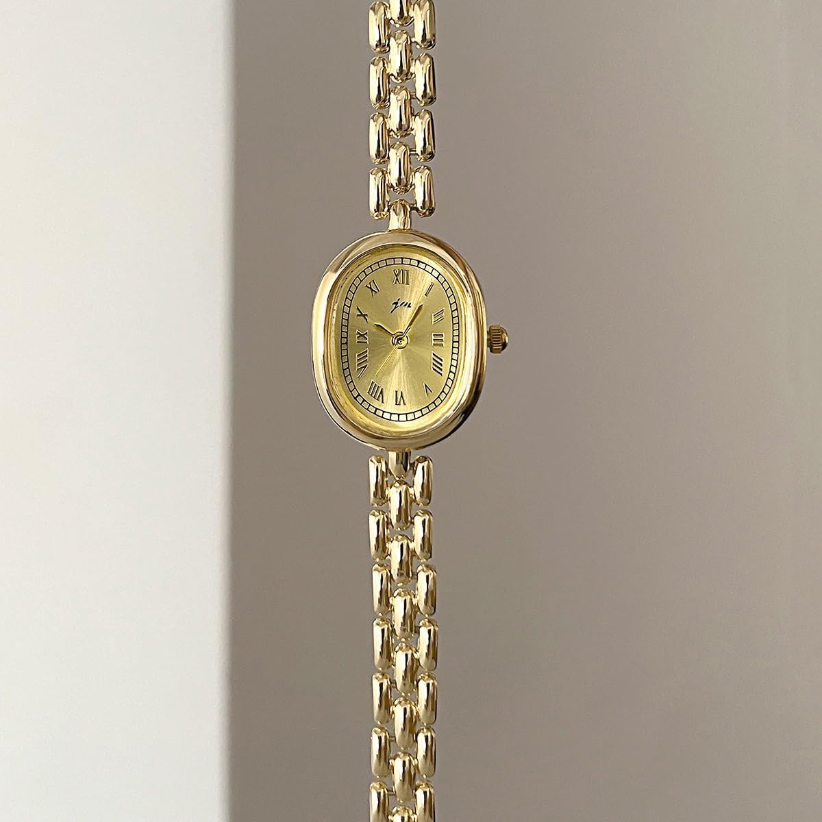 PASOY Women’s Bracelet Watch Small Face – Elegant Oval Quartz Analog Wristwatch with Metal Link Band, Gold & Silver Options, Slim Roman Numeral Dial Dress Watch for Ladies