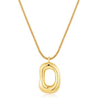 Gold Tone Irregular Oval Pendant Necklace for Women, Minimalist Chunky Snake Chain Necklace, Dainty 14K Gold Plated Statement Long Necklace