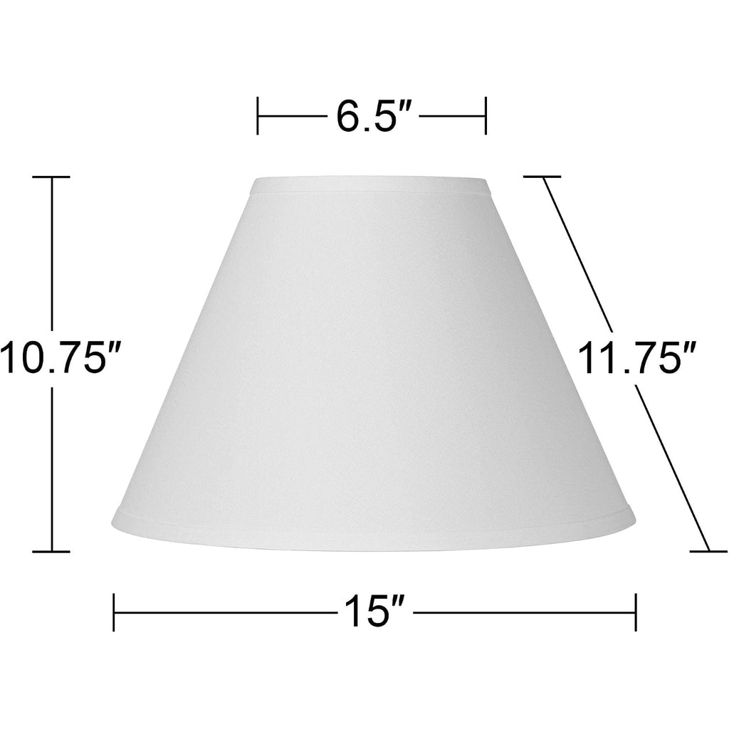 Set Of 2 Antique White Linen Large Empire Lamp Shade (Pre-Assembled) S 6.5" Top X 15" Bottom X 10.75" High (Spider) Replacement With Harp And Finial