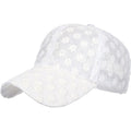 Women's Lace Small Flower Baseball Caps Adjustable Hollow Lace Hat Summer Cap Visor Cap White