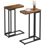 Simple Trending C Shaped Side Table, End Table Set Of 2, Sofa Couch Table Tv Tray For Living Room, Small Space, Rustic Brown