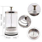Disinfectant Jar, 33 Oz Midsize Disinfecting Glass Jar for Manicure & Spa Implements, Salon Barber Tools - 7.9"H x 3.8"W