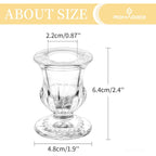 Romadedi Glass Taper Candle Holders - Clear Small Candlestick Holder Bulk, Thicker Glass Candle Sticks Set for Wedding Christmas Party Dining Table Table Centerpiece Decor, 2Pcs