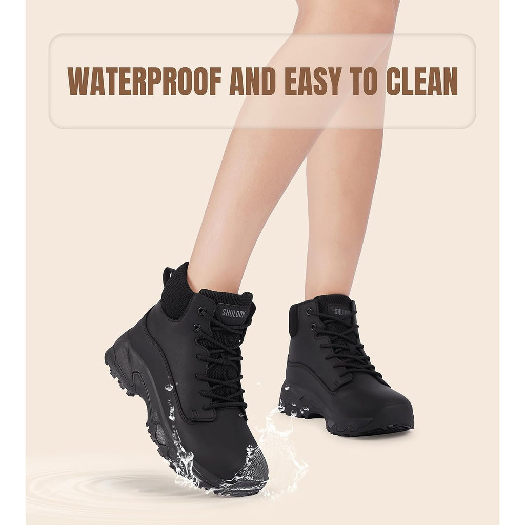 Non Slip Work Boots For Women Slip-Resistant Shoes Waterproof Food Service Chef Kitchen Restaurant Working Casual Comfortable Ankle Boot Outdoor Walking Booties Sneakers