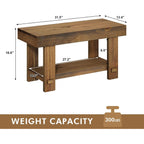 Solid Wood Entryway Bench - 31.5" Farmhouse Small Storage Benches, Narrow Bench Seat For Indoor, Entryway, Dining Room, Living Room And Hallway, Rustic Natural