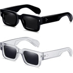 Cool Square Frame Sunglasses for Women Men Trendy Chunky Rectangle Sun Glasses Black Shades UV400 Protection Black and Gray