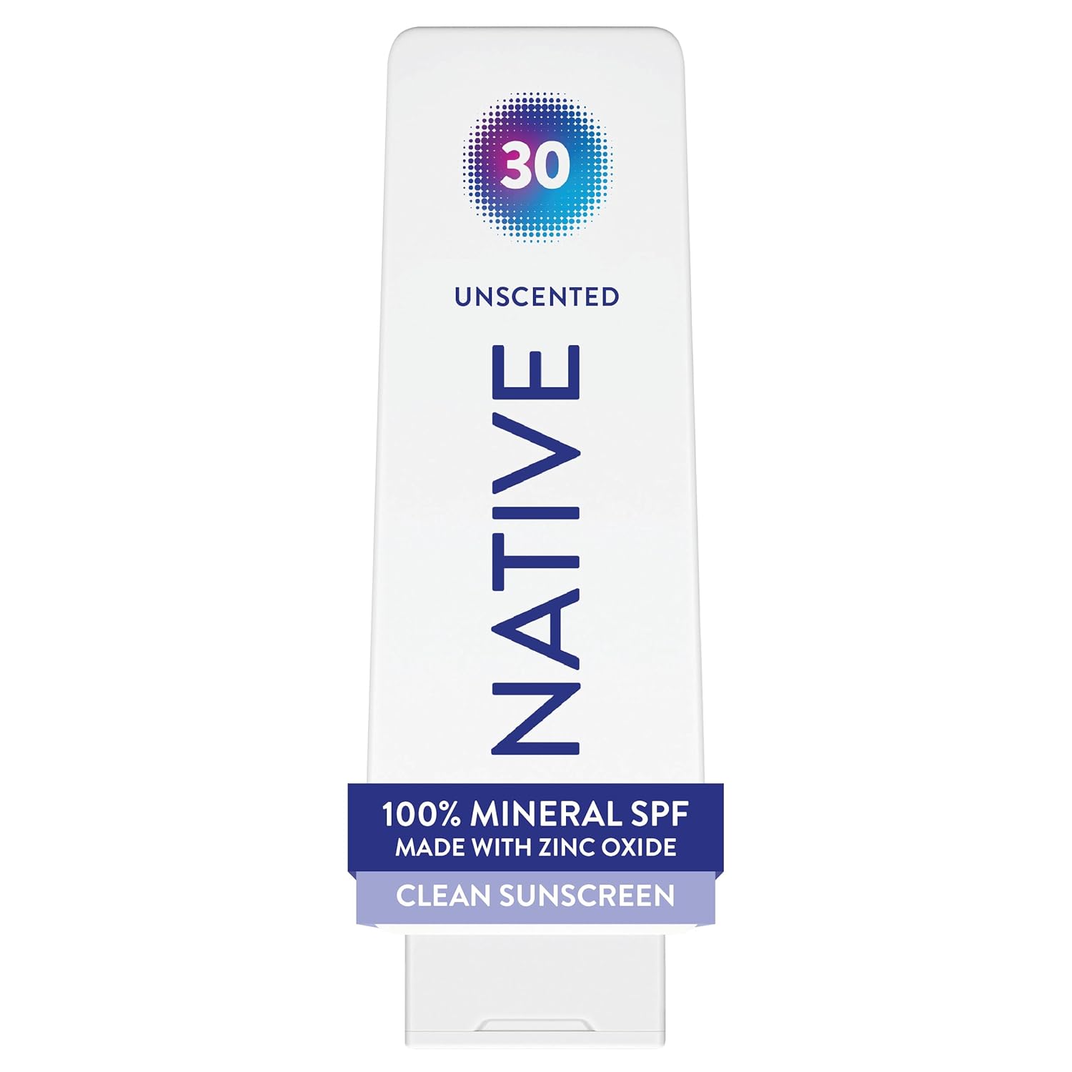 Native Mineral Sunscreen Lotion SPF 30, Unscented, with 100% Mineral Zinc Oxide for Face & Body, Hawaii Compliant, Vegan, No White Cast - 7 oz