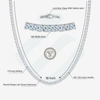 IGI Certified 5.00-15.00 Carat Lab Grown Diamond Tennis Necklace for Women 14k White Gold Prong Setting Gift Box Packaging (E-F Color, VS1-VS2 Clarity) (18 Inches)