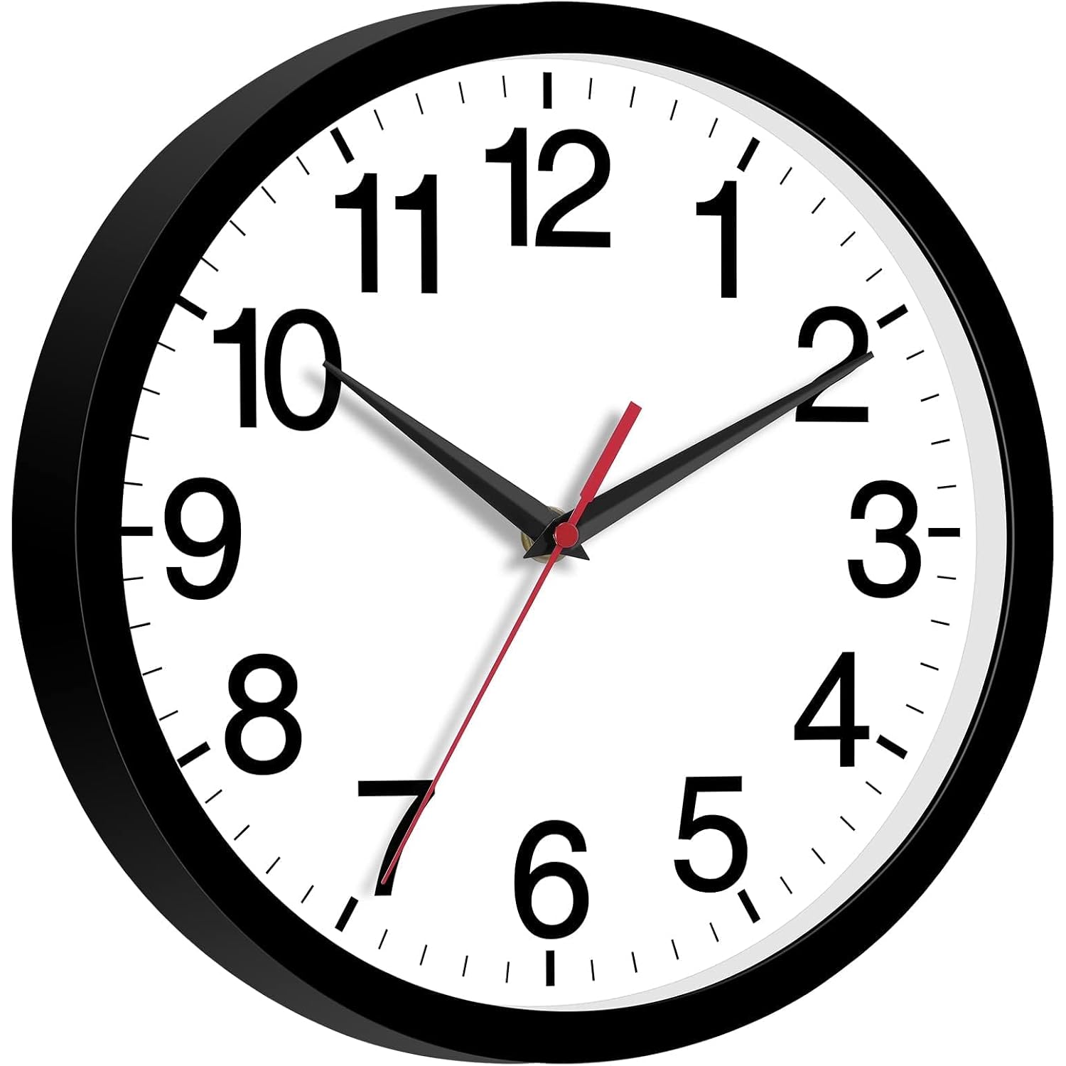 14 Inch Wall Clock Modern Battery Operated Silent Non Ticking Large Analog Clock For Living Room Office Home Bedroom Kitchen Bathroom(Black)