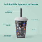 Reduce Gogo'S Kids Portable Tumbler Cups With Lids And Spill-Proof Straws - 5 Pack Of Stackable 12 Oz Tumblers With Twist-On Lids - Easy Storage, Dishwasher Safe - New Explorer