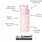 Simple Modern Kids Water Bottle With Straw Lid | 14Oz Insulated Stainless Steel Kids Tumbler & Spill Proof Toddler Cup For School, Girls, Boys | Summit | Confetti