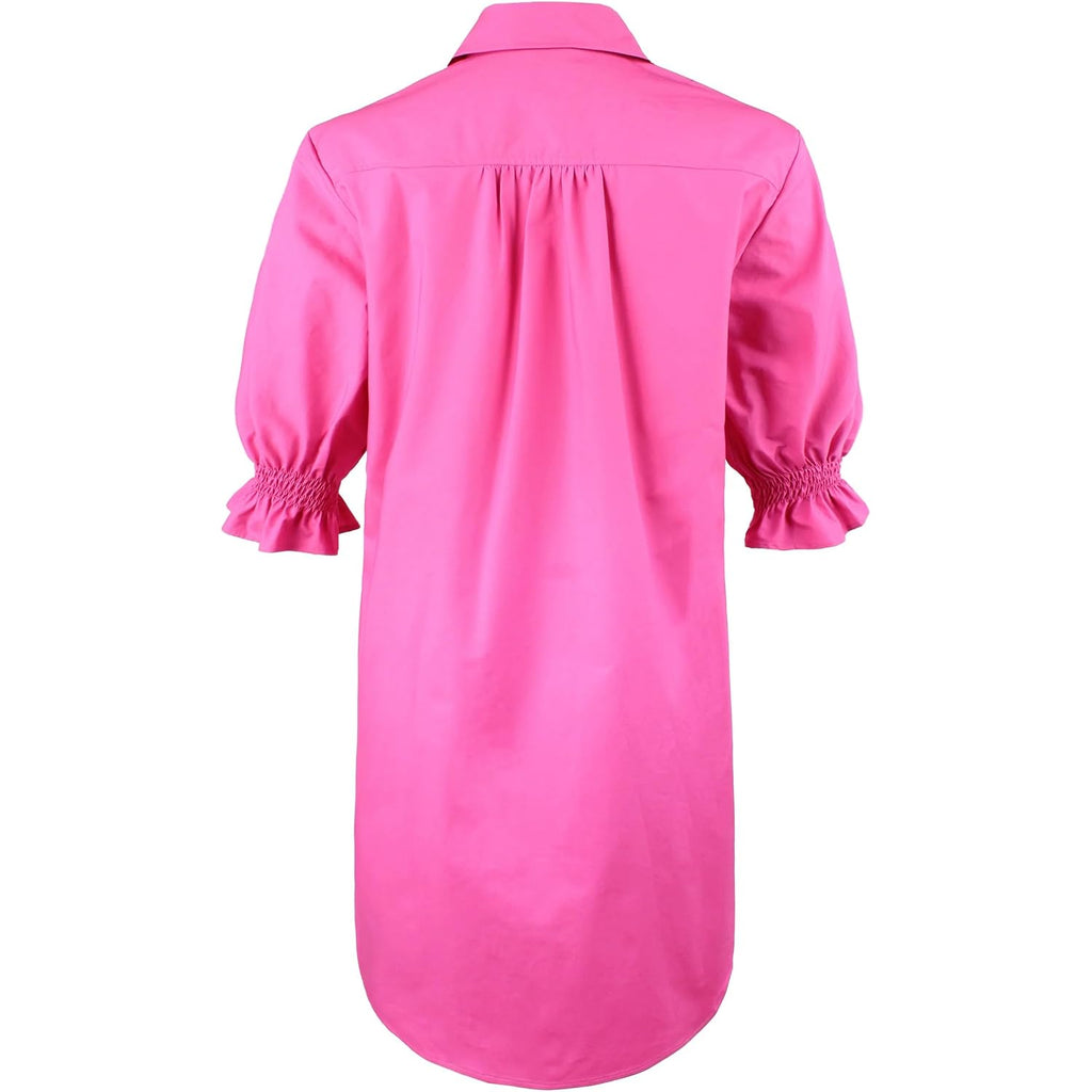 Finley Miller Dress, Women'S Shirt Dress With Collared Neck, Button Closure, Puff Sleeves, Polyester Blend