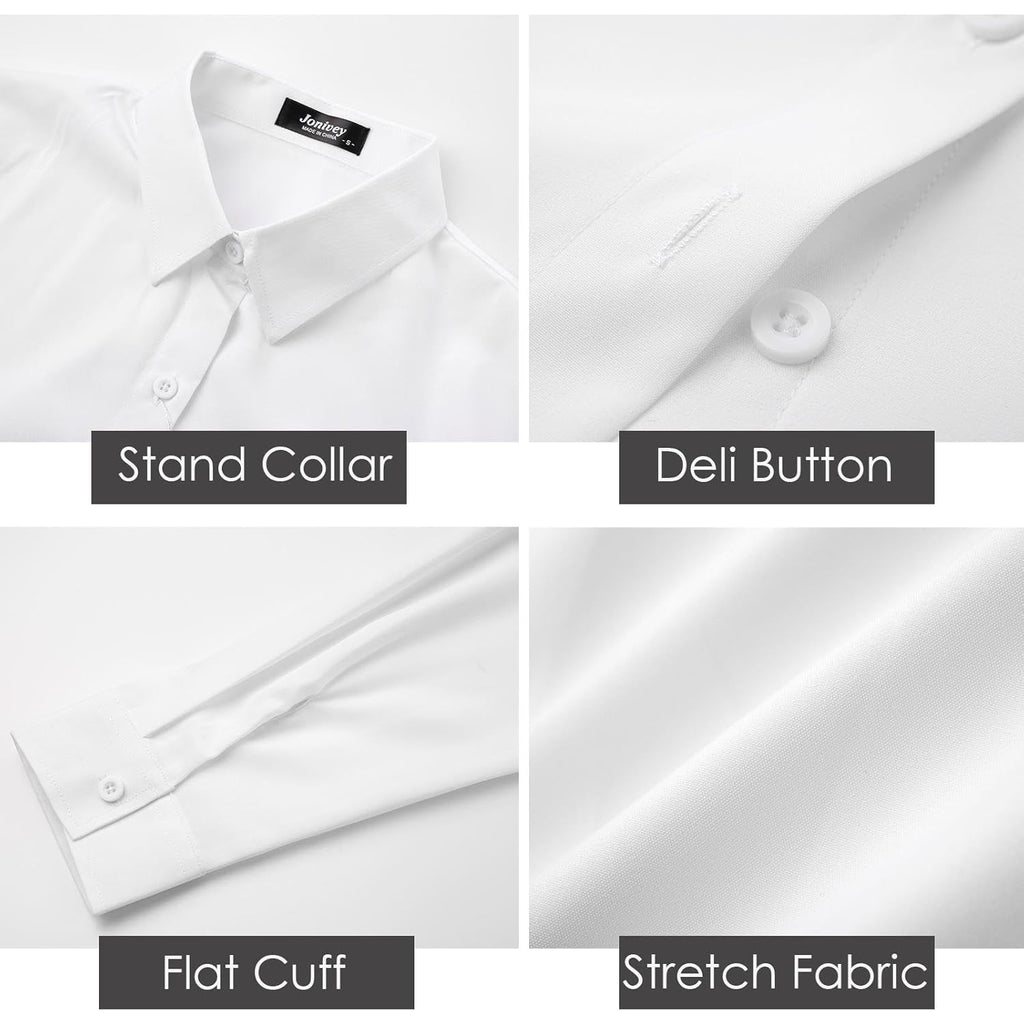 Womens Stretch Button Down Long Sleeve Shirt Soft Basic Wrinkle Free Work Business Formal Casual Blouse