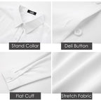 Womens Stretch Button Down Long Sleeve Shirt Soft Basic Wrinkle Free Work Business Formal Casual Blouse