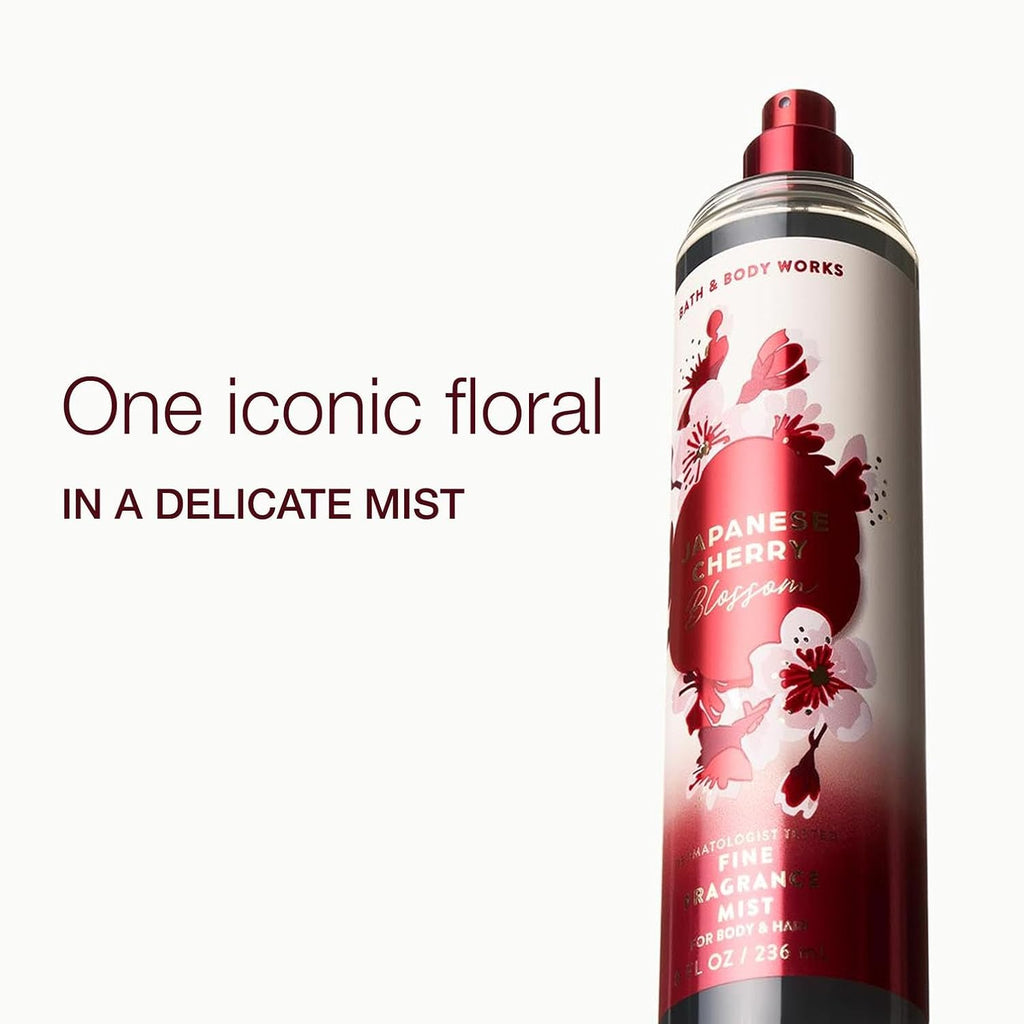 Bath & Body Works Japanese Cherry Blossom Fine Fragrance Mist, Body Spray & Perfume for Women, Long-Lasting Personal Fragrance, Iconic Floral Scent, 8 fl oz - 2 Pack