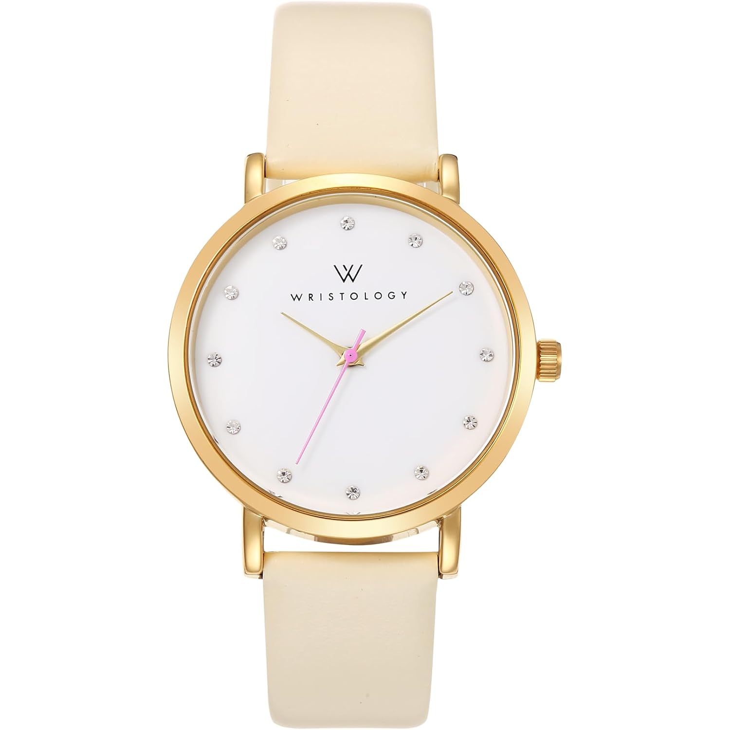 Maxi Crystal Womens Watch - Interchangeable Genuine Leather Band - Large Easy To Read Watch With Second Hand For Women, Nurses, Teachers Moms