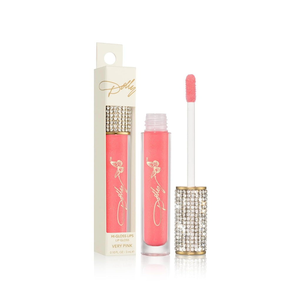 Dolly Beauty Hi-Gloss Lips - Non-Sticky Lip Gloss - Moisturizing for Everyday Use - Pocket Friendly, Blendable & Layerable - Vegan & Vitamin E-Enriched - Very Pink