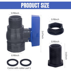 Pvc Rain Barrel Spigot Kit 2 Pack 3/4" Ght Bulkhead Fitting With Pvc Ball Valve Leak-Proof Tank Faucet For Rain Barrel, Water Tank & Container Drain