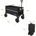 Rosong Collapsible Wagon Cart With Wheels Foldable - Folding Utility Heavy Duty Wagons Carts For Grocery Sports Garden Shopping Camping Wheelbarrows (Black, 120L)