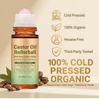 2Pcs Castor Oil With Rose Quartz Roller - 100% Cold Pressed Moisturizing Oil With Rose Quartz Roller Ball For Face And Body, Hair, Eyebrows, Moisturize Skin
