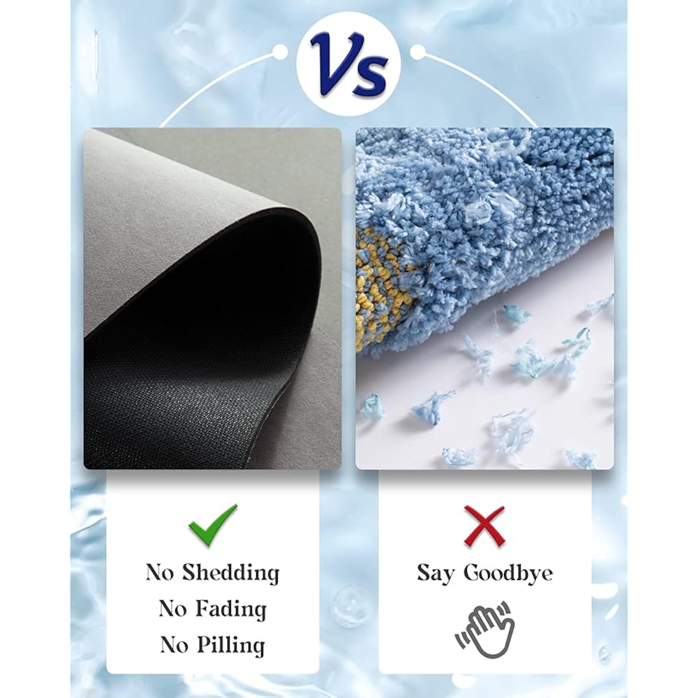 MontVoo -Bath Mat-Rubber Backing Non SlipThin Bathroom Rugs Fit Under Door- Quick Dry Absorbent Faux Suede Surface Grey Bathroom Floor Mats-Shower Rug for in Front of Bathtub Shower Gray 16x24