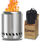 Hgd Tabletop Fire Pit, Smokeless Firepit Outdoor, Mini Fire Pit For With Carry Bag For Camping Backyard Patio Garden Picnic, Silver