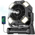 Misting Fan, Portable Camping Fan With 11Oz Water Tank, 160Min Misting, 24000Mah Battery Powered Fans With 4 Speeds, 4 Timers, Light & Hook, Must-Have For Camping, Fishing, Beach & Hiking
