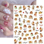 Cupid Angel Nail Art Stickers Cupid Nail Decals 8 Sheets 3D Self Adhesive Angel Design Nail Stickers Valentine's Day Nail Stickers Nail Charms Supplies Decoration for Women Acrylic DIY Manicure Tips