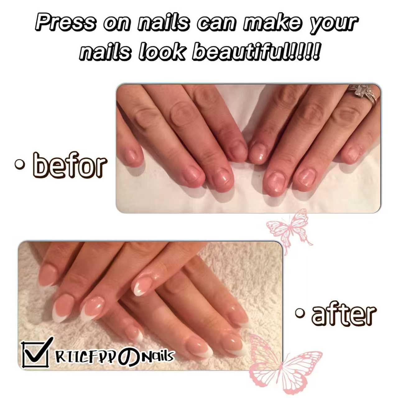 Press on Nails Medium French Tip Fake Nails Almond with Brown Maculation Leopard Floral 3D Gold Bead Design Artificial False Nails for Women Girls Autumn and Winter DIY Nails Decoration 24 Pcs